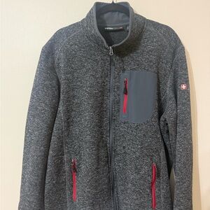 Swiss Teck Men’s Zip Up Grey with Red Details Jacket , Size XL (46-48), EUC